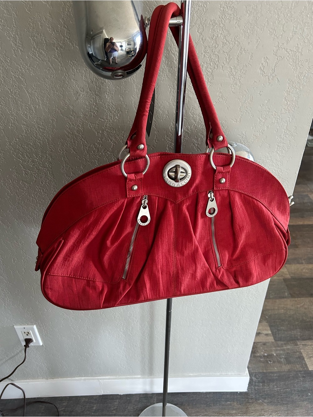 Baggallini Red Shoulder Bag with Silver Hardware